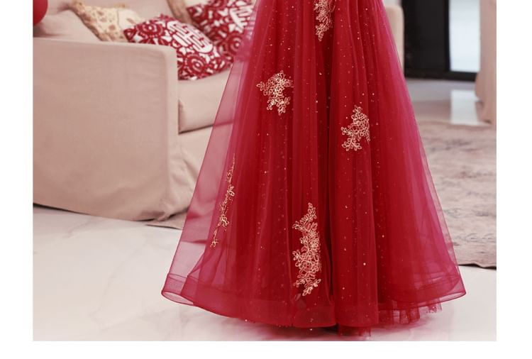 Sleeve Wedding Embroidered Dress Long Cheongsam