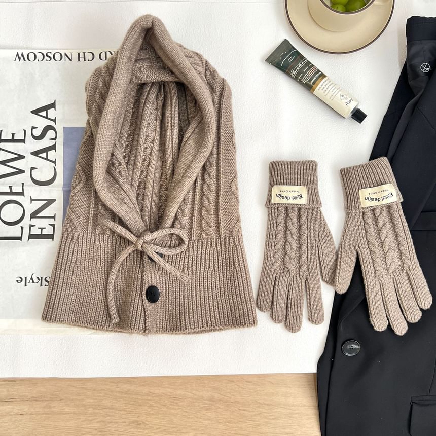 Balaclava Gloves / Set Knit Plain