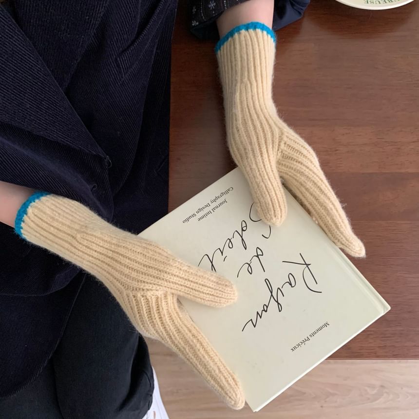 Knit Two-Tone Gloves Touchscreen