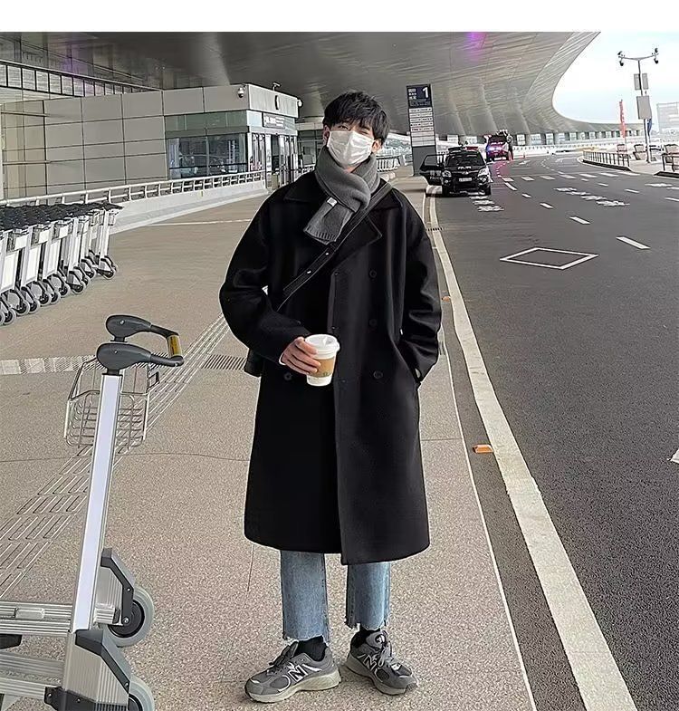 Lapel Collar Midi Double-Breasted Coat