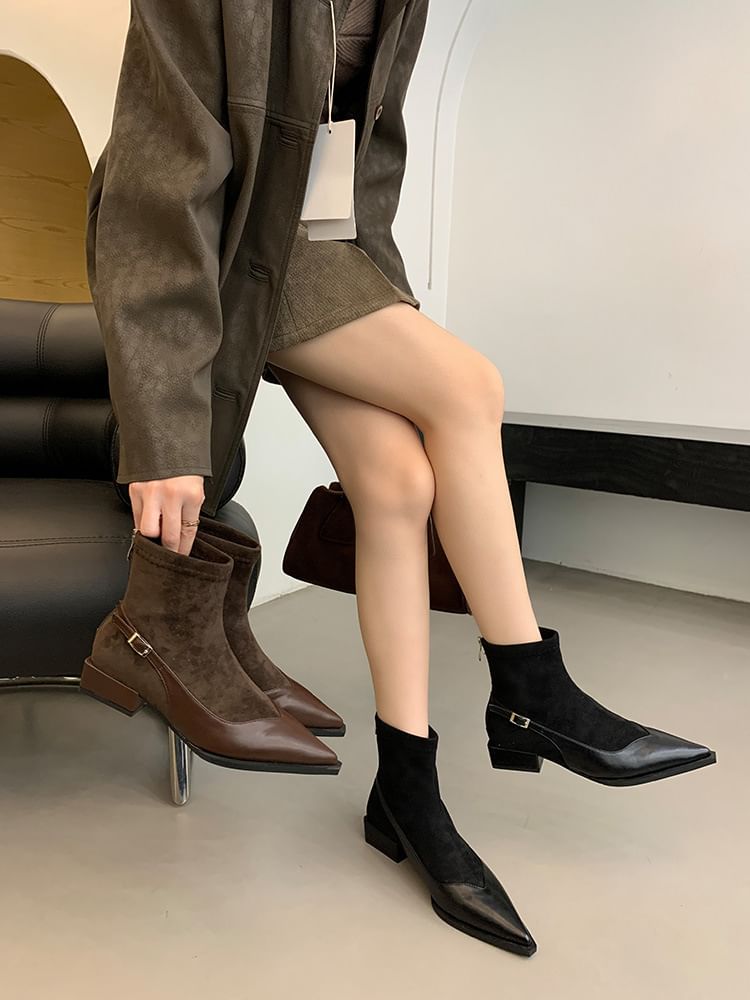 Heel Low Toe Boots Short Pointed