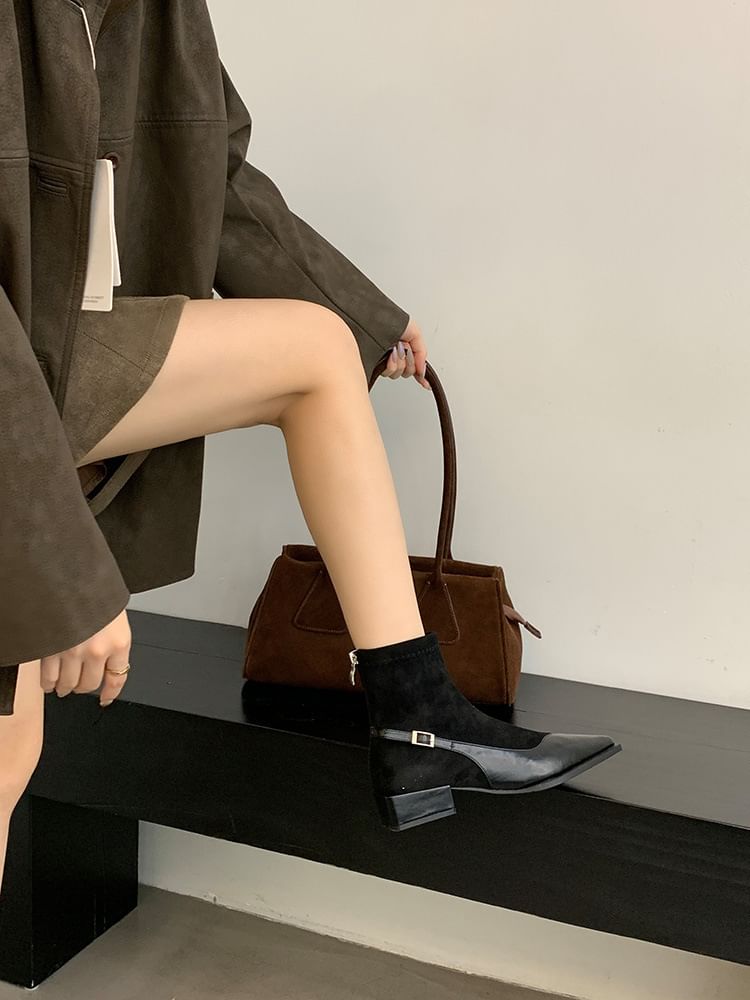 Heel Low Toe Boots Short Pointed