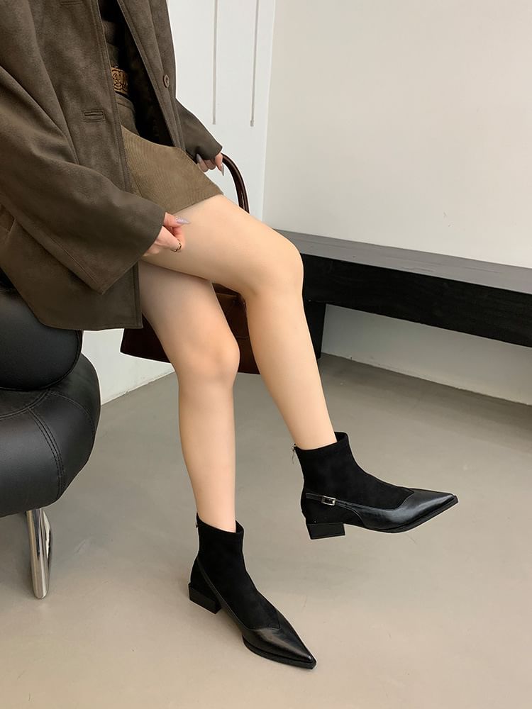 Heel Low Toe Boots Short Pointed