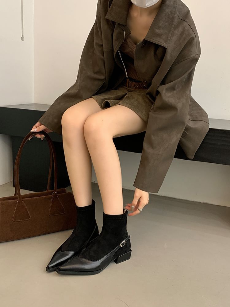 Heel Low Toe Boots Short Pointed