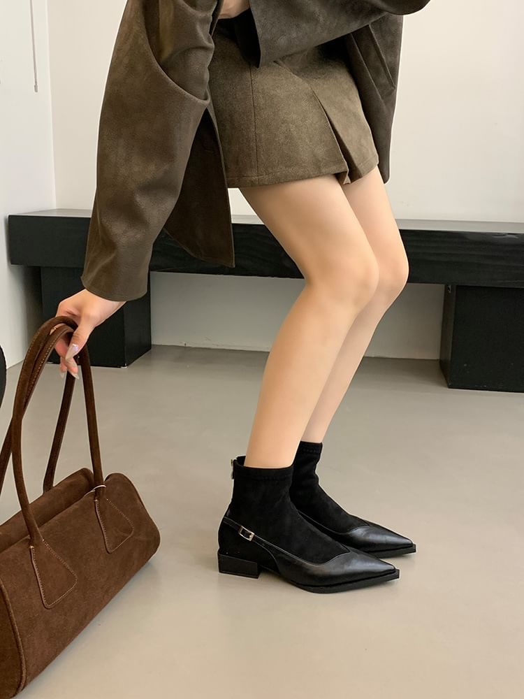 Heel Low Toe Boots Short Pointed