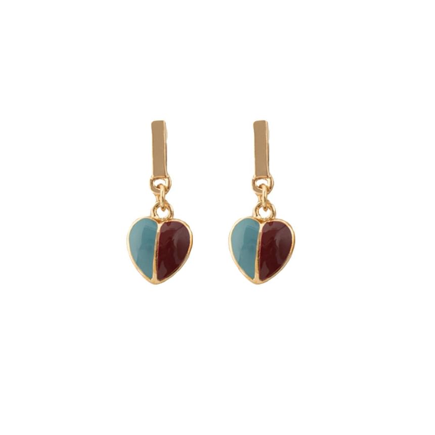 Earring Heart Glaze Drop Alloy