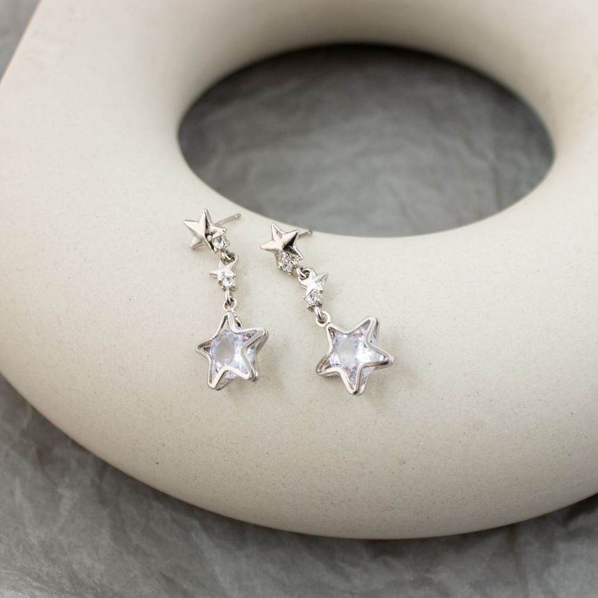Earring Star Dangle Rhinestone Alloy