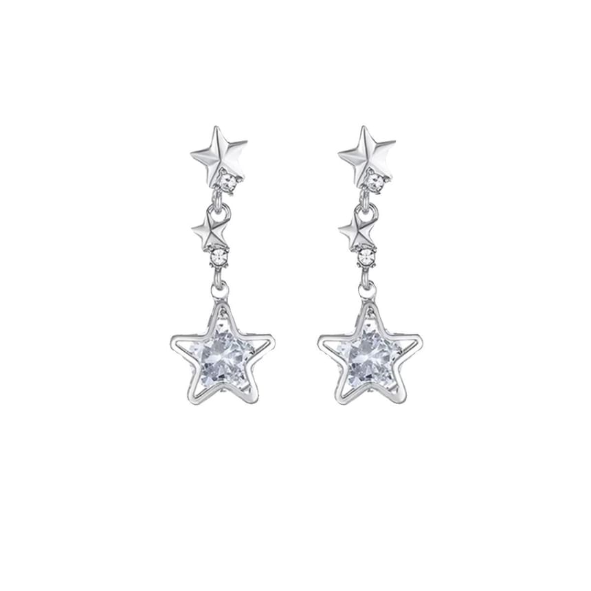 Earring Star Dangle Rhinestone Alloy