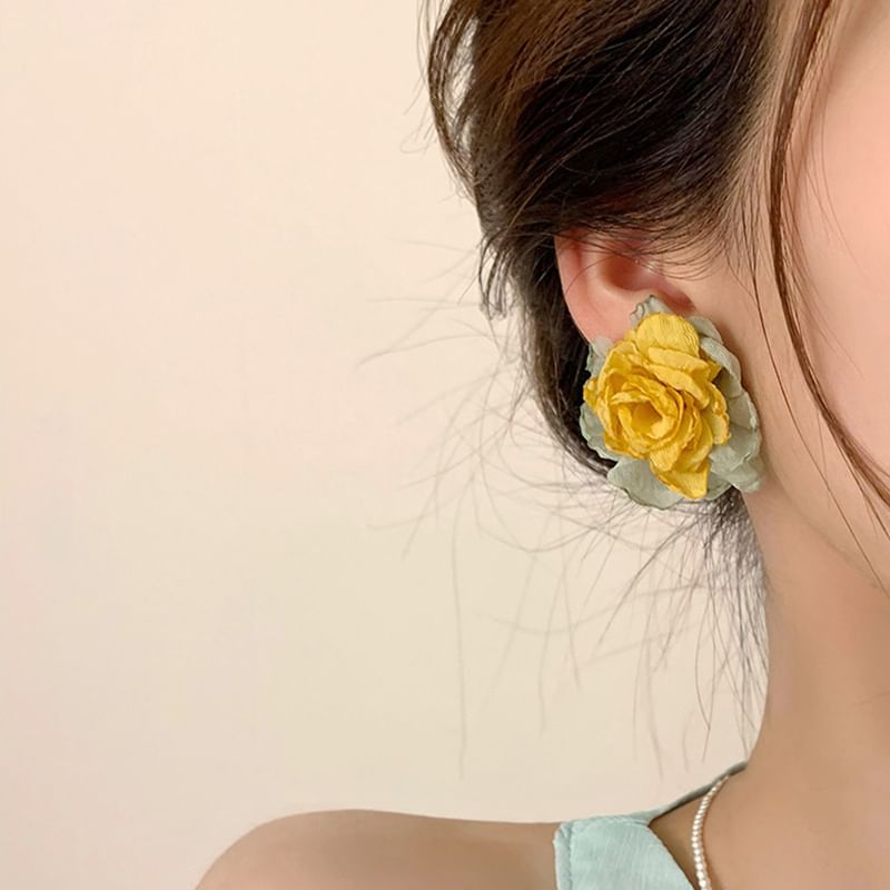 Earring Floral Fabric Stud