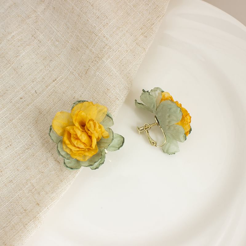 Earring Floral Fabric Stud