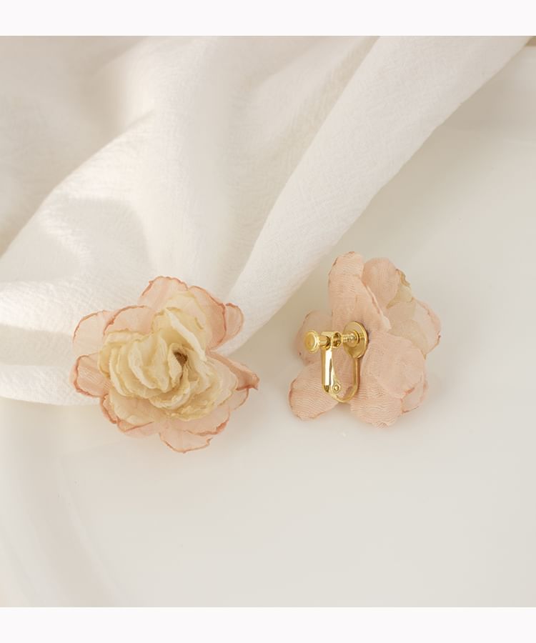 Earring Floral Fabric Stud