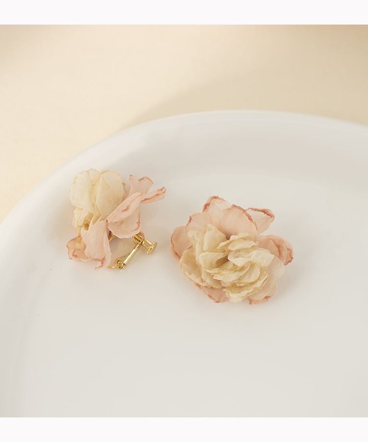 Earring Floral Fabric Stud