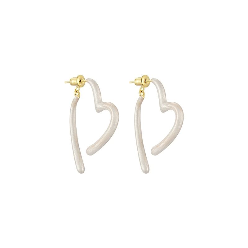 Heart Open Earring Alloy Glaze Hoop