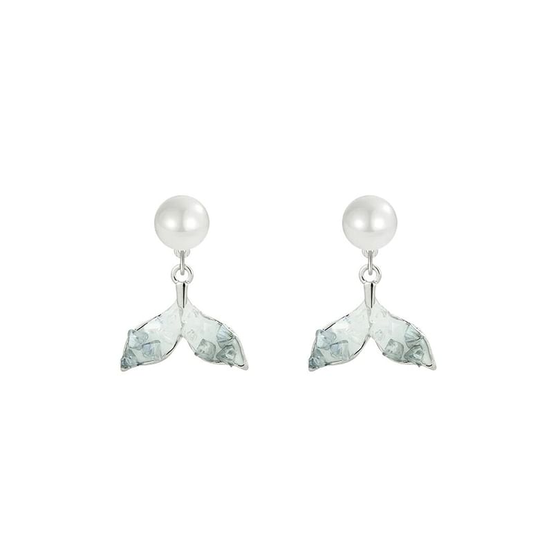 Tail Mermaid Alloy Drop Earring Faux Pearl Crystal