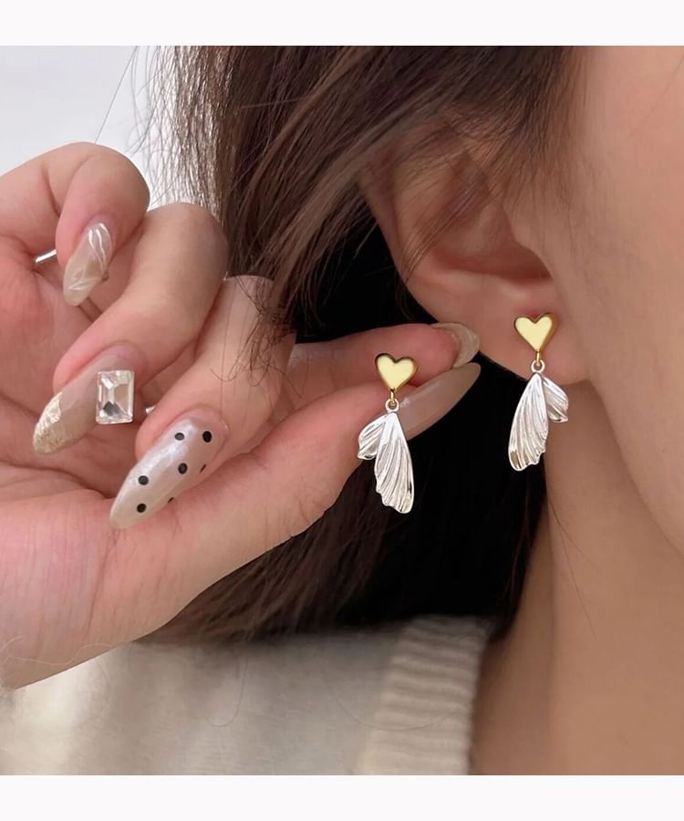 Alloy Heart Tail Fish Drop Earring