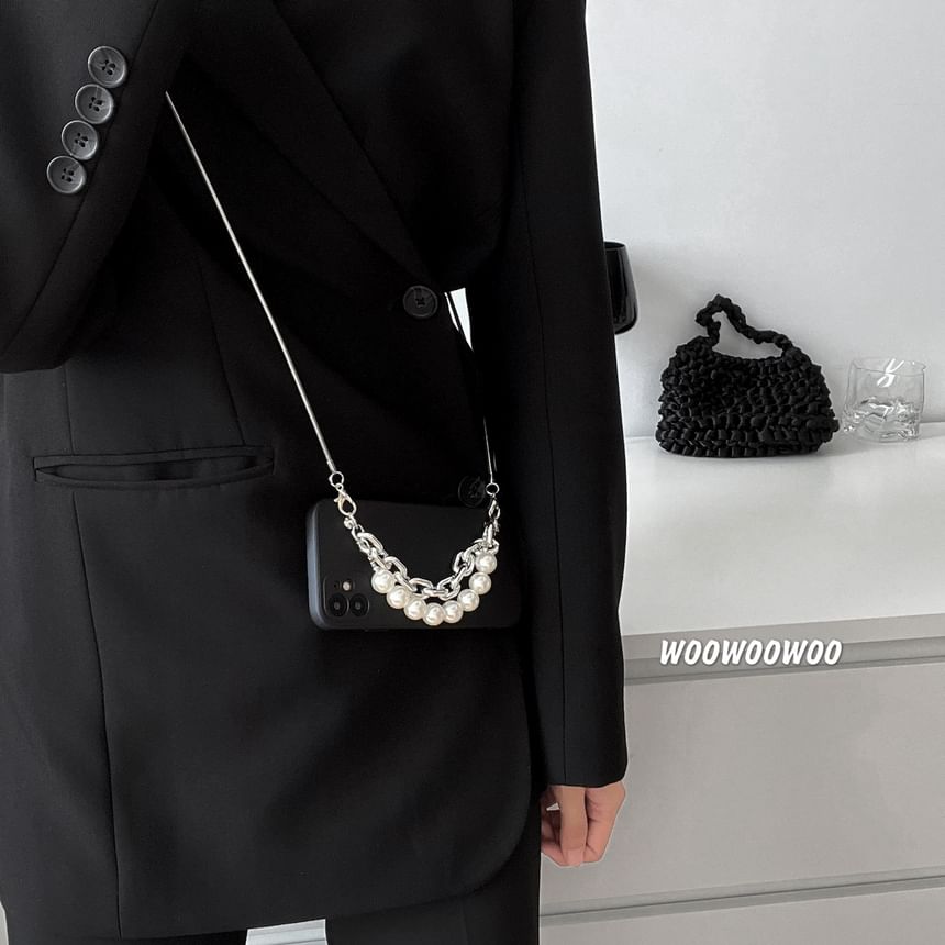 Faux Pearl Strap / Alloy Lanyard Phone Case