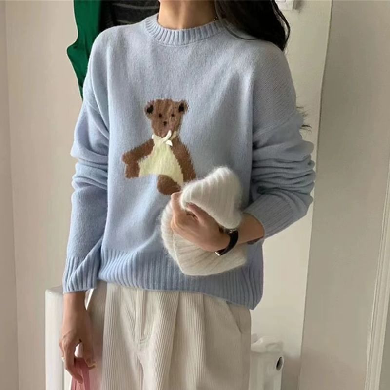 Bear Embroidery Sweater Crewneck