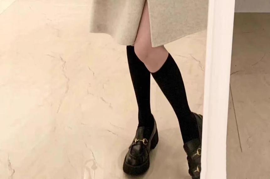 Contrasted Double-Breasted Wool Coat