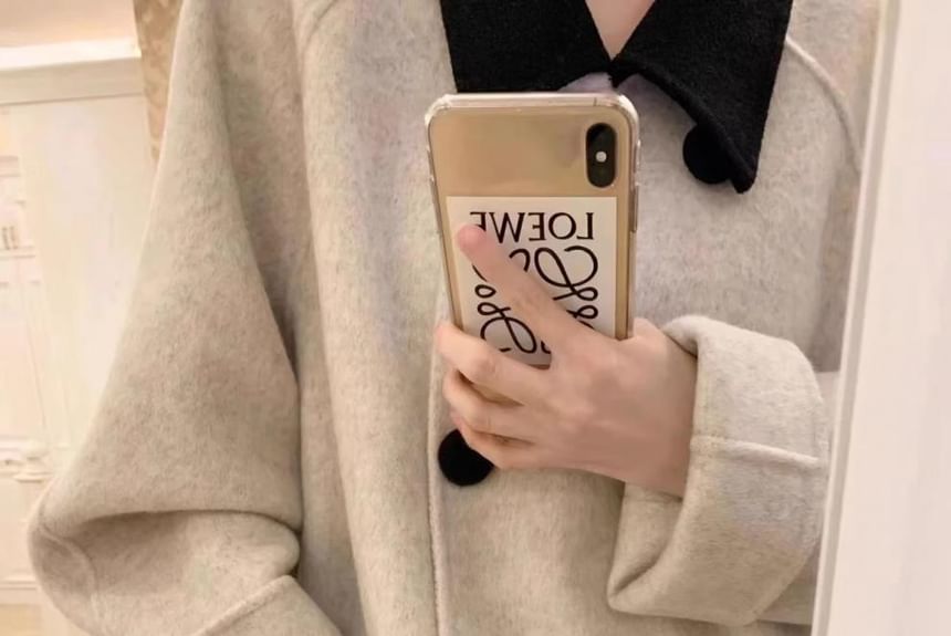 Contrasted Double-Breasted Wool Coat