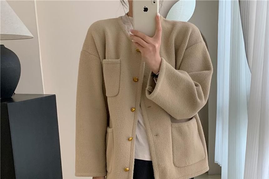 Round-Neck Wool Jacket