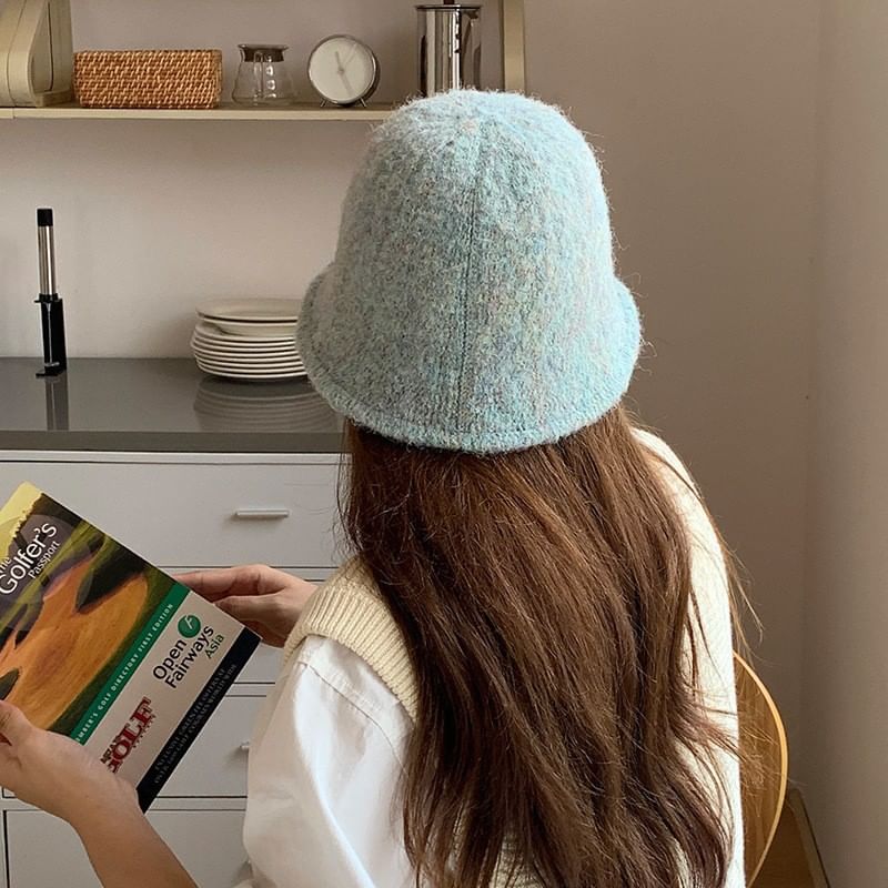 Bucket Hat Knit Fuzzy Plain