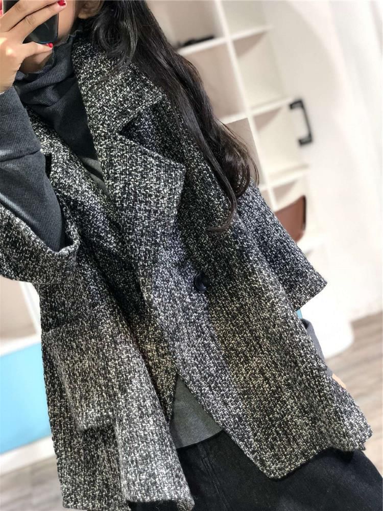 Double Breasted Tweed Coat