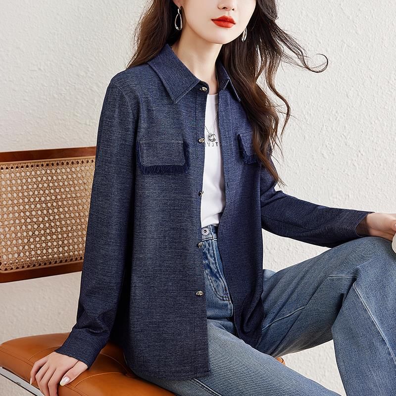 Collared Tweed Button-Up Jacket
