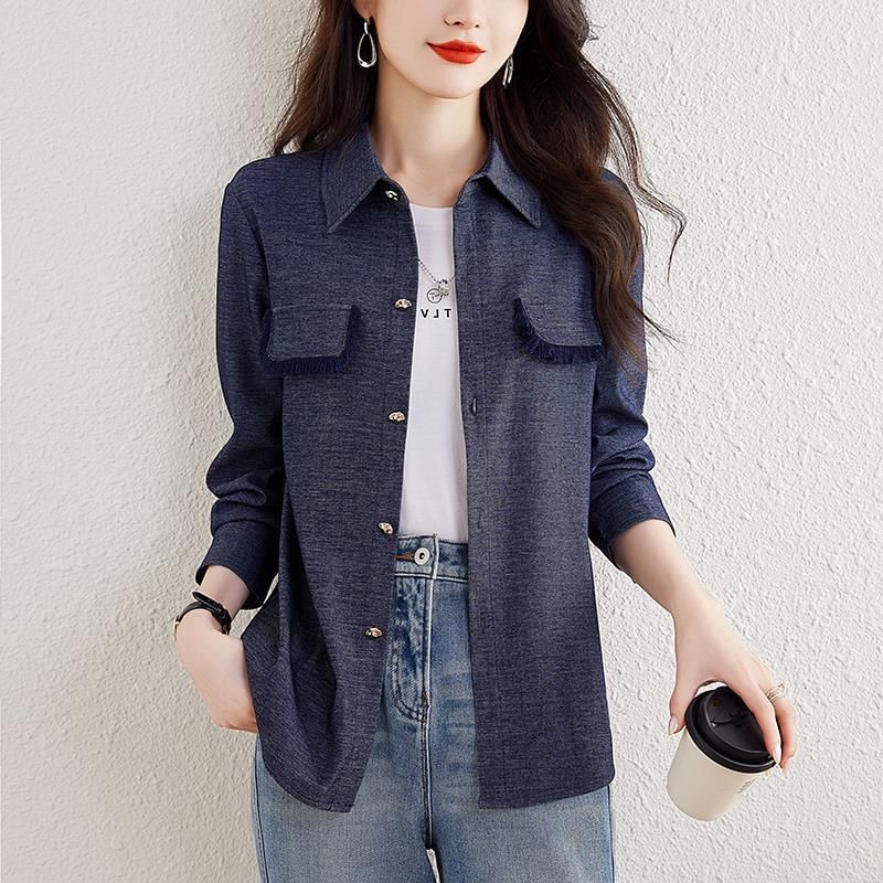 Collared Tweed Button-Up Jacket