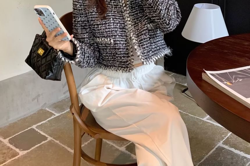 Plaid Tweed Cropped Jacket