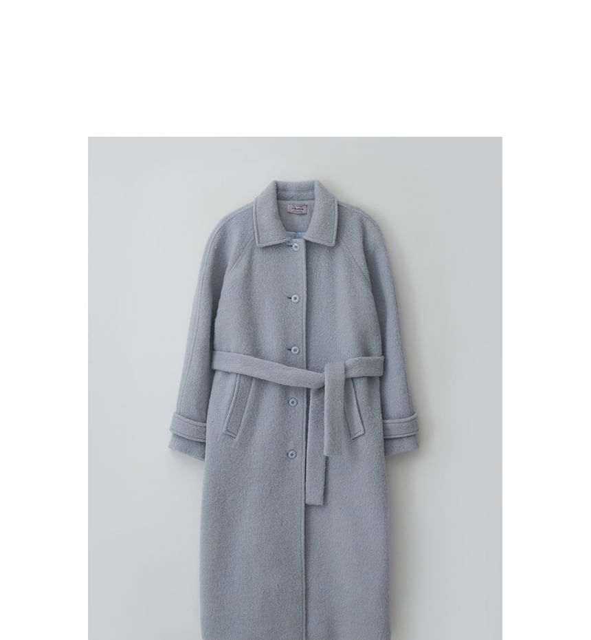 Woolen Mac Coat with Sash (Gray)