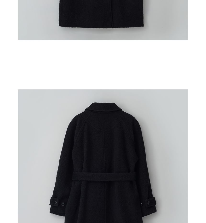 Woolen Mac Coat with Sash (Black)