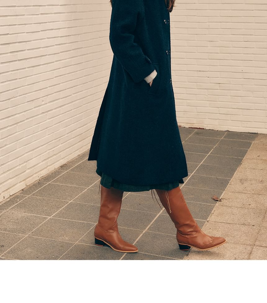 Double-Button Wool Coat (Navy Blue)