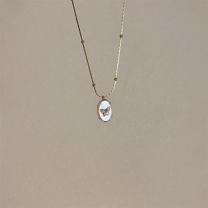 Butterfly Shell Alloy Necklace / Bead Necklace