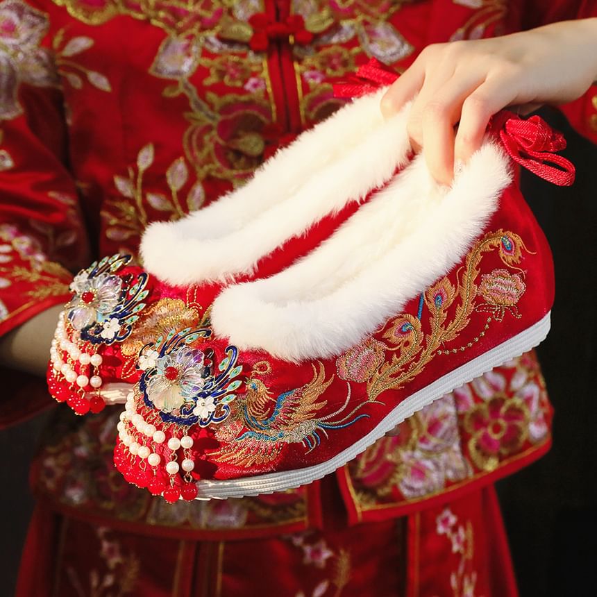 Wedge Pumps Embroidered Designs) (Various Hidden Beaded Heel