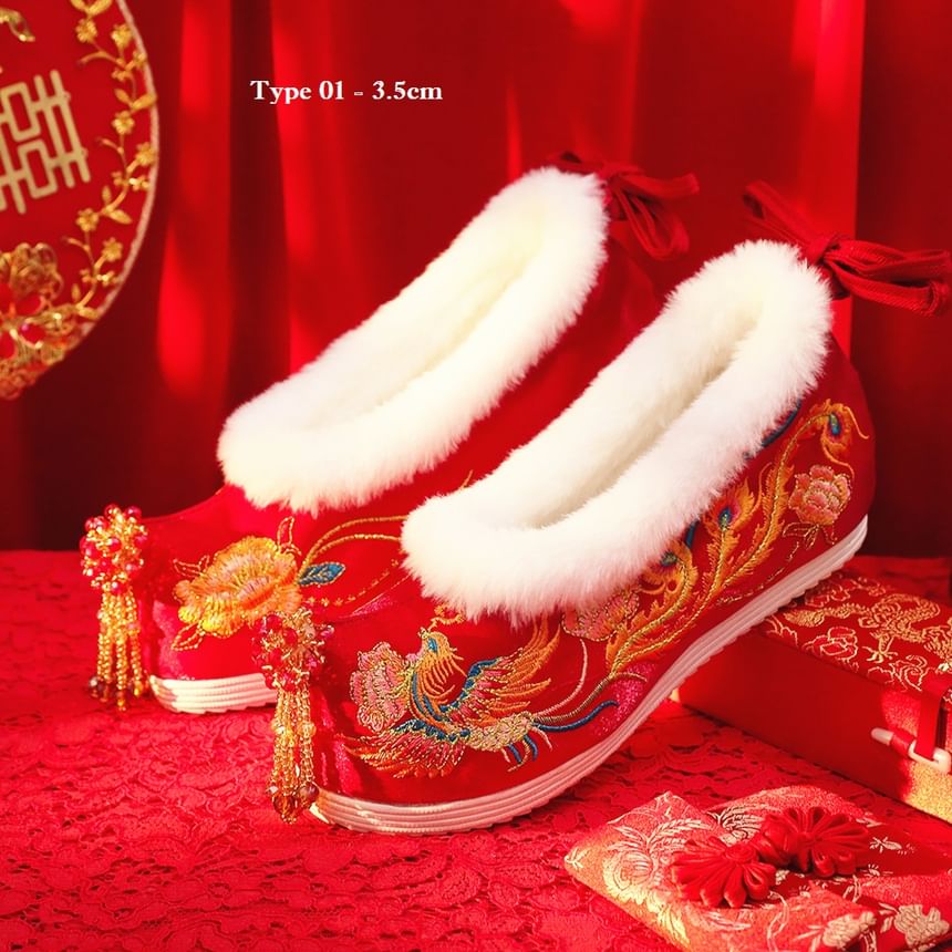 Wedge Pumps Embroidered Designs) (Various Hidden Beaded Heel