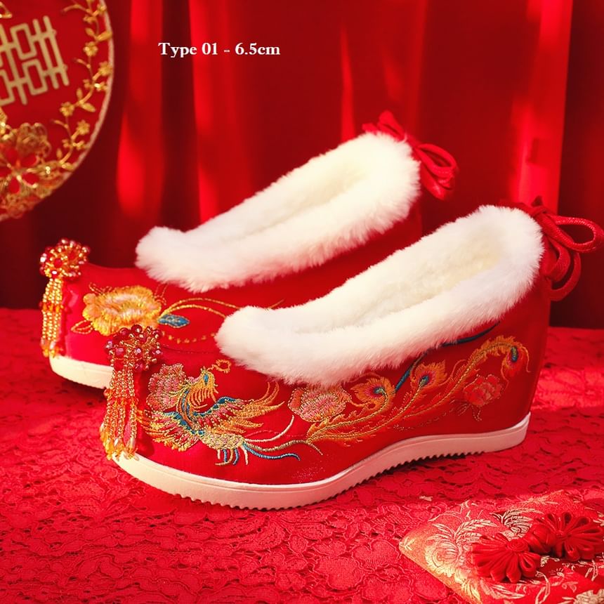 Wedge Pumps Embroidered Designs) (Various Hidden Beaded Heel