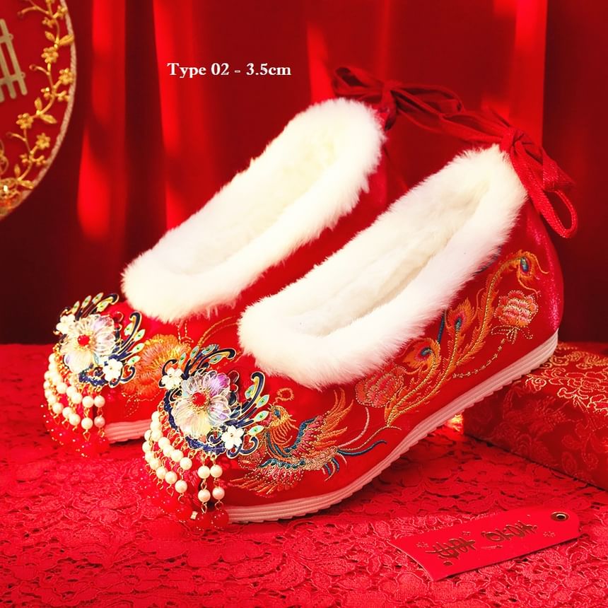 Wedge Pumps Embroidered Designs) (Various Hidden Beaded Heel