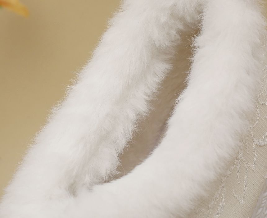 Bow Fleece-Lined Wedge Platform Pumps Heel