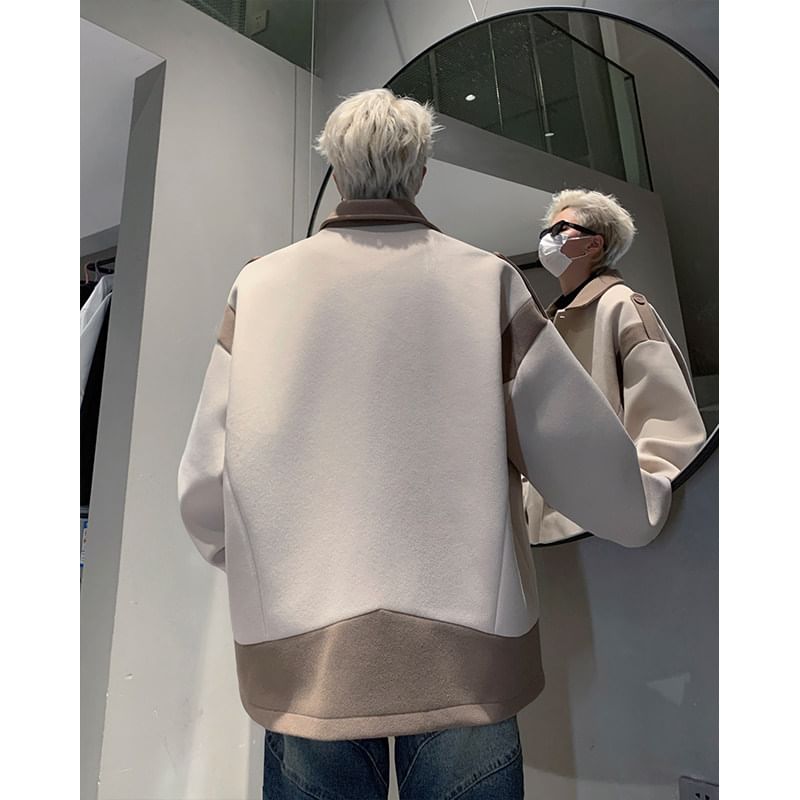 Paneled Button-Up Shirt Jacket