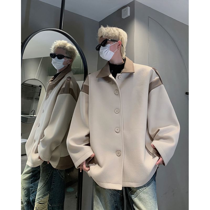 Paneled Button-Up Shirt Jacket