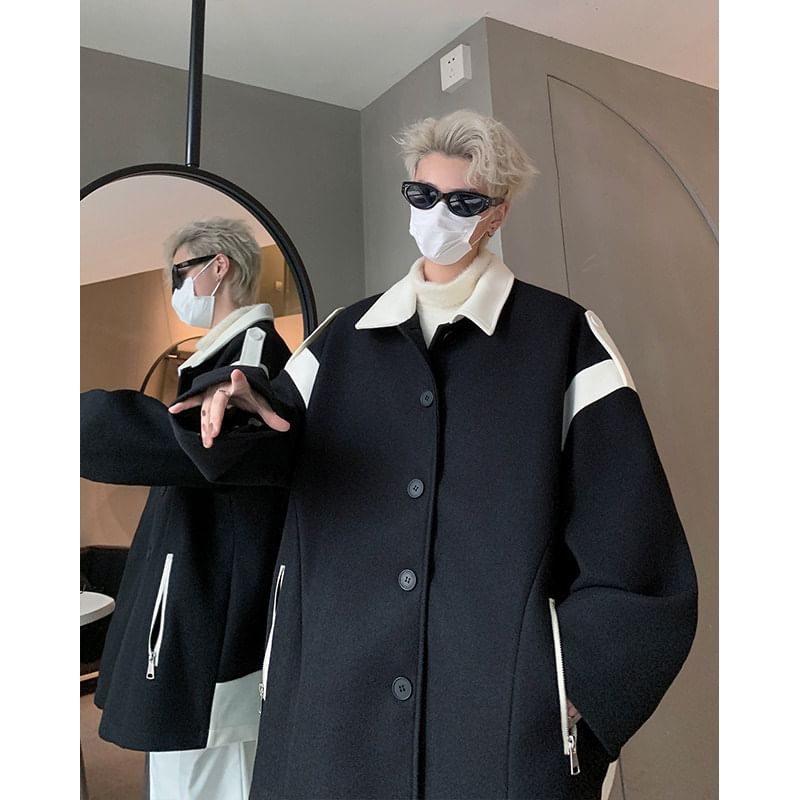 Paneled Button-Up Shirt Jacket