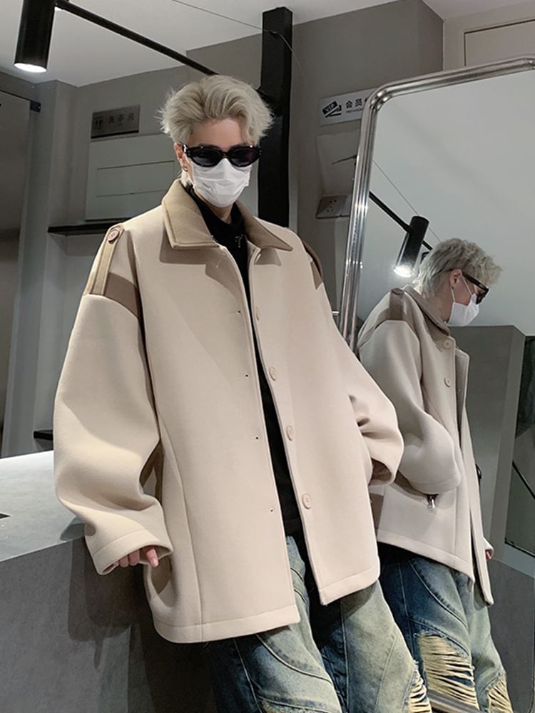 Paneled Button-Up Shirt Jacket