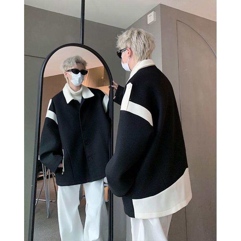 Paneled Button-Up Shirt Jacket