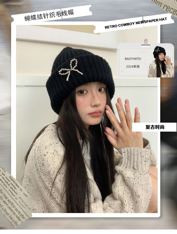 Beaded Bow Beanie