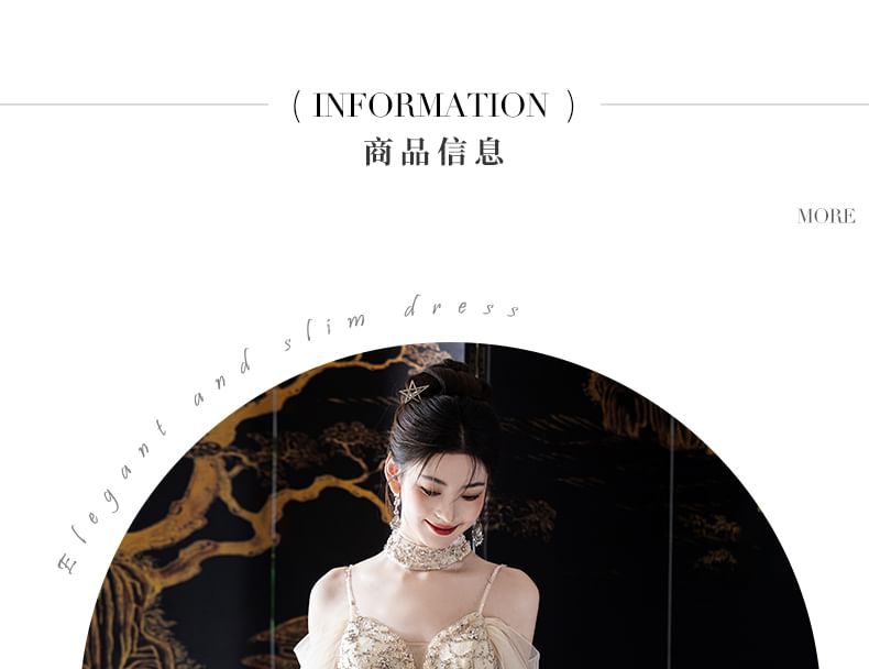 Cold Shoulder Mesh A-Line Evening Gown