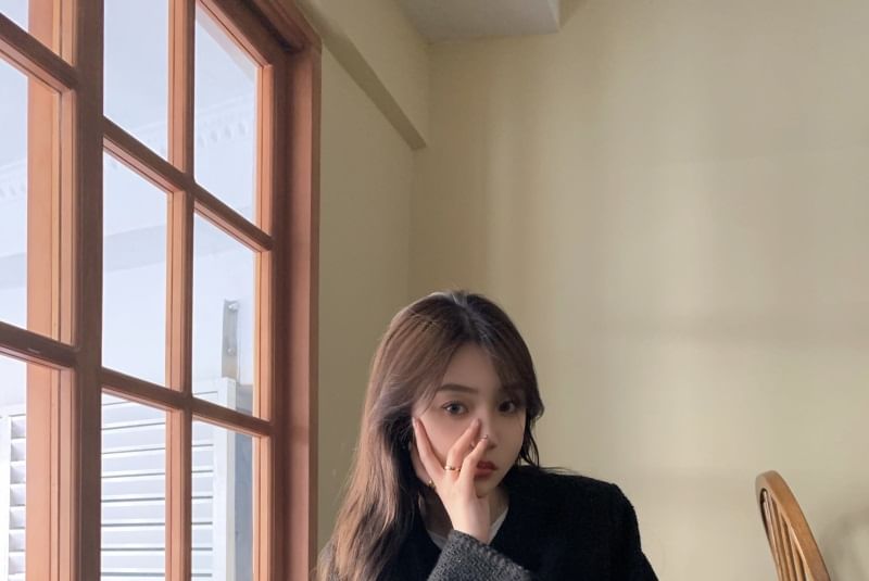 Crew-Neck Tweed Jacket