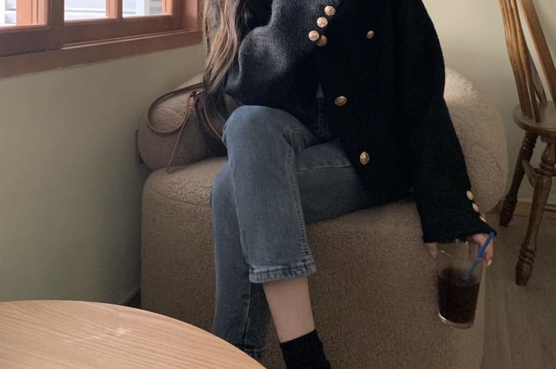 Crew-Neck Tweed Jacket