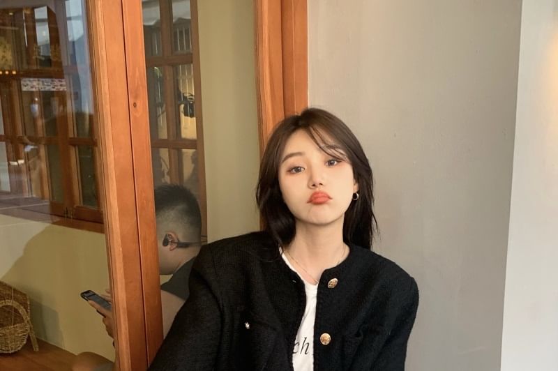 Crew-Neck Tweed Jacket