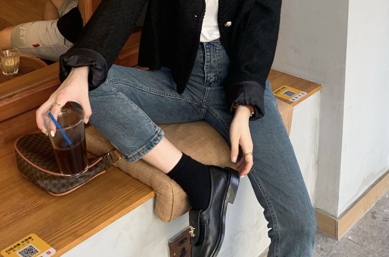 Crew-Neck Tweed Jacket