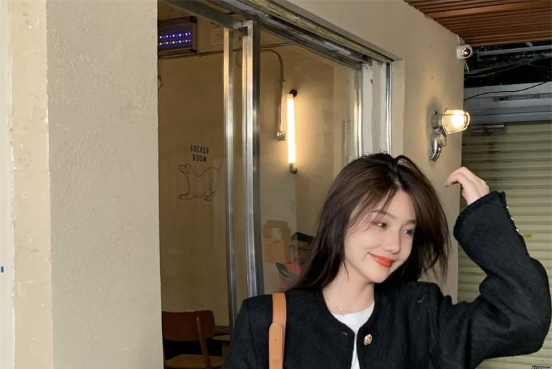 Crew-Neck Tweed Jacket